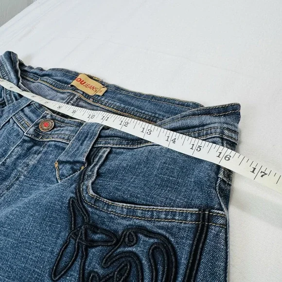 Bsou Jeans Wide Legs Embroidered Legs & Pockets Sz 12 - Picture 15 of 15